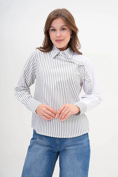 bacc Cămașă de damă din popelin cu dungi albe - Design special BC24YG1069