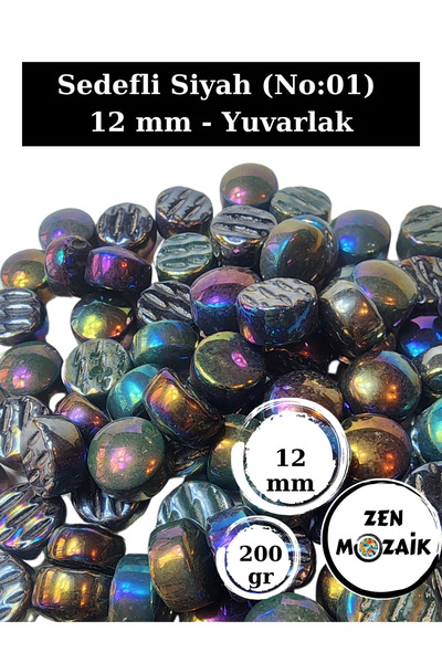 Zen Mozaik Sanatsal Mozaik Çalışmalarınız için 12 x12 mm - Sedefli Yuvarlak C...