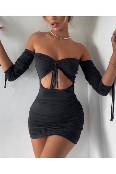 f-maskfashion Straplez Tape Detailed Dress