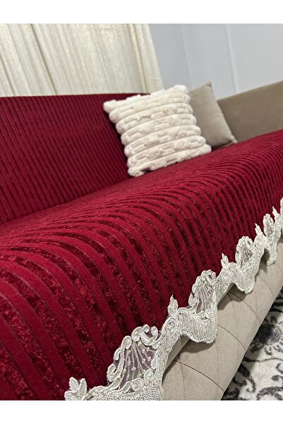 Genel Markalar Danteli Bambu Çizgili Süngerli Kadife Kaymaz Çekyat Koltuk Örtüsü