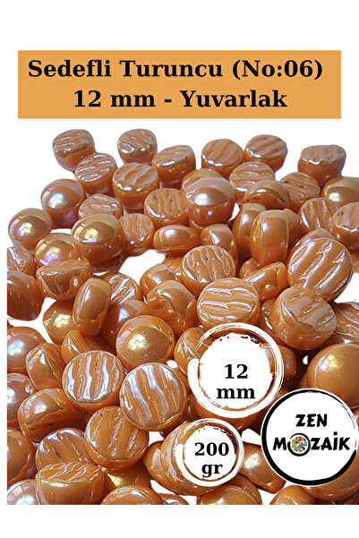 Zen Mozaik Sanatsal Mozaik Çalışmalarınız için 12 x12 mm - Sedefli Yuvarlak C...
