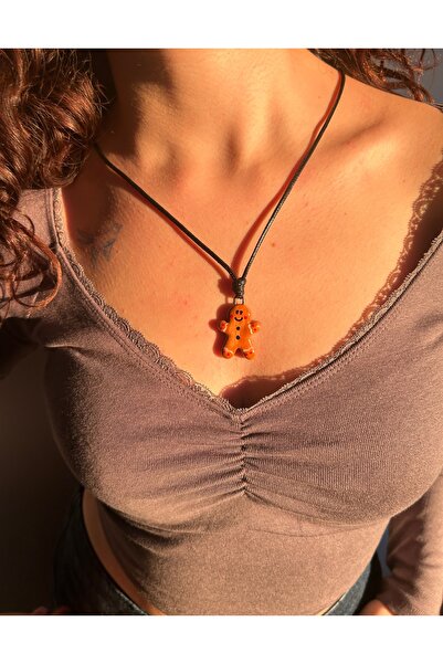 Kuara Ceramics Kurabiye Adam - El Yapımı Seramik Kolye