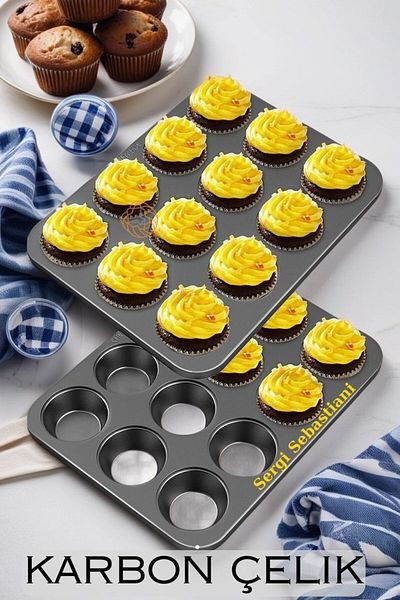 Transformacion 12 Teflon Steel Muffin Molds - 100 Muffin Paper 719516