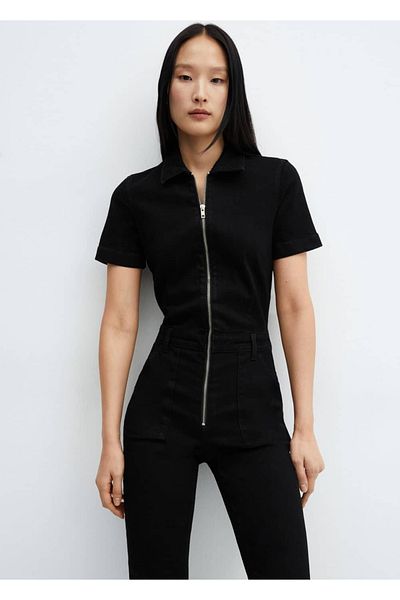 MANGO Woman Salopetă din denim cu fermoar