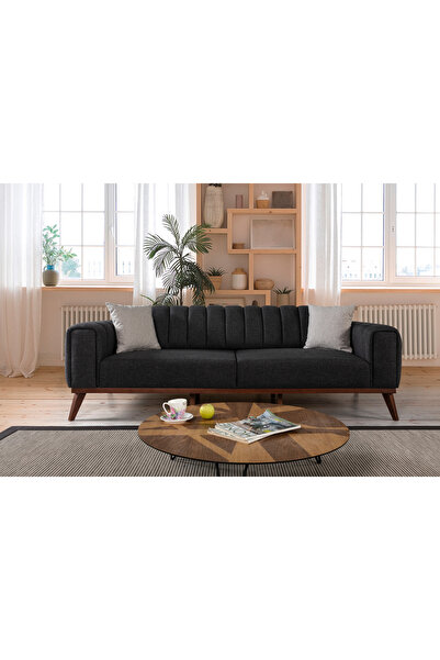 Laperla Mobilya RALVE YATAKLI KANEPE KETEN ANTRASİT