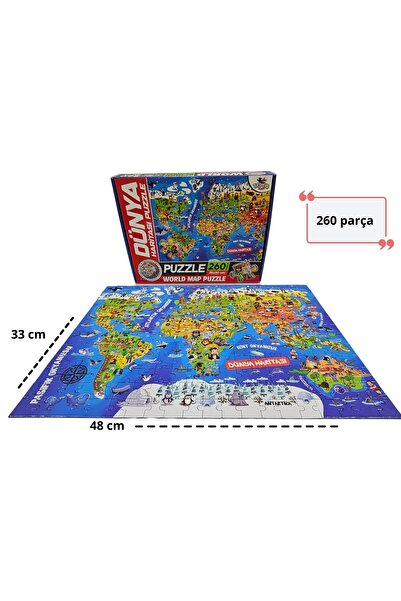 TOTTERİQ 260 Parça Dünya Haritası Puzzle eğitici yapboz