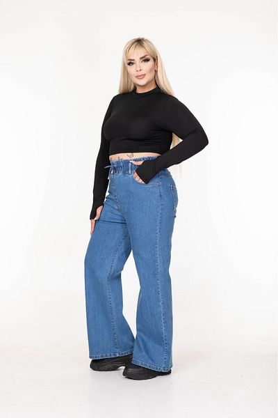 EYLÜLXXL Pantaloni de blugi cu picioare largi de mărime mare pentru femei