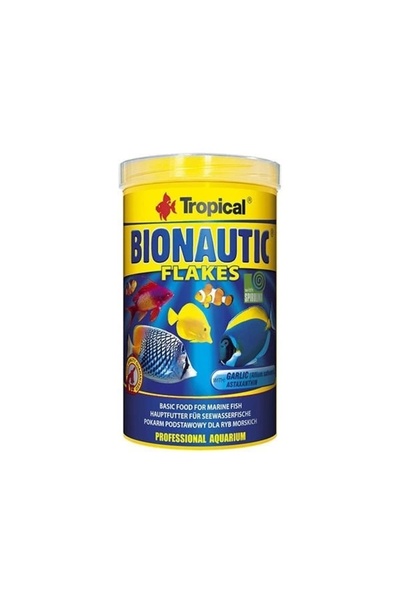 Tropical Bionautic Flakes Tuzlu Su Pul Balık Yemi 1000 ml 200 gr