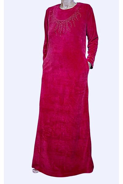 Dika Φούξια Velvet Maxi Dika Pocket Home Φόρεμα