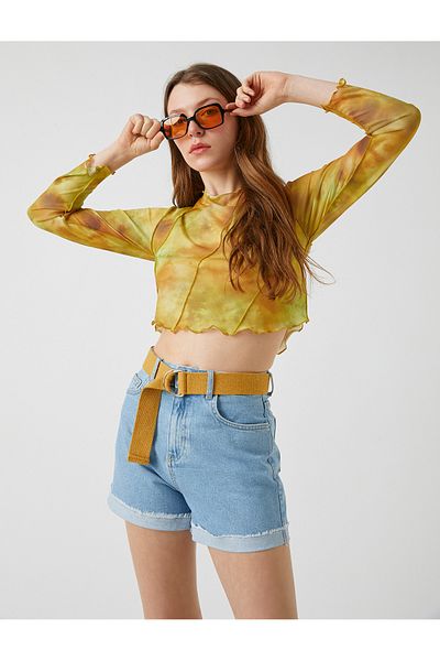 Koton Pantaloni scurți din denim cu talie înaltă