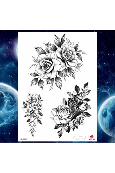 Eva Rose Çicek Model Göğüs Altı Tribal Kol Bacak Göbek Bel Bölgesi Sırt Vücut Geçici Dövme Tattoo