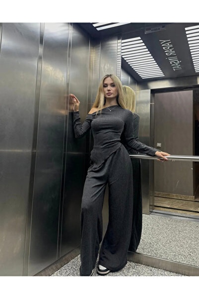 Ekim Store Uzun Kol Büzgülü Bluz Pantolon Takım