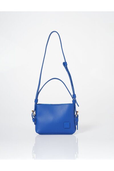 Kayra Tutma Kulplu Suni Deri Omuz Çantası Saks