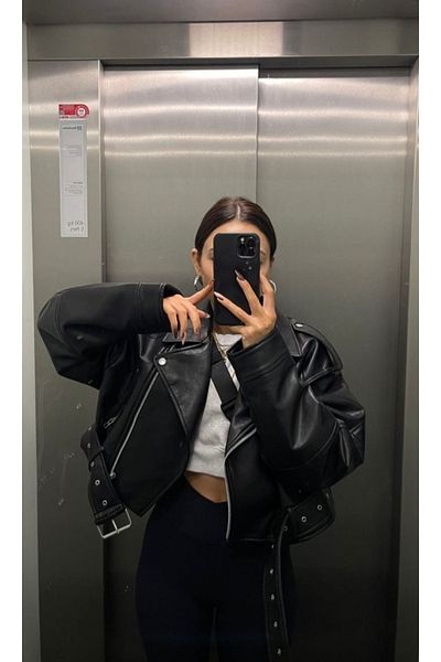Ekim Store Кожено кожено яке с колан