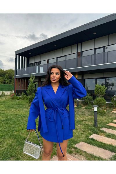 Ekim Store Jachetă blazer oversize cu detaliu de cravată