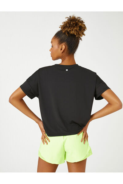 Koton Crop Sports T-Shirt Slogan S potištěným krátkým rukávem