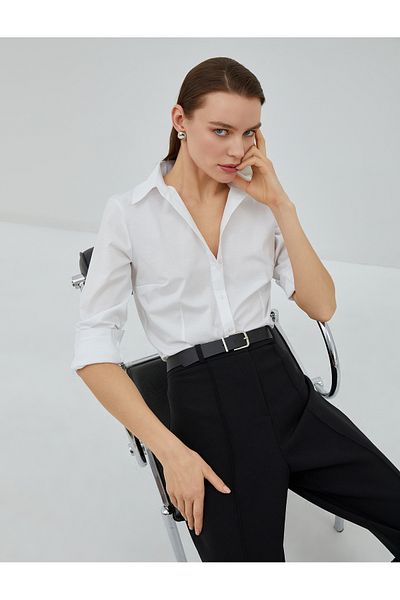 Koton Basic Long Sleeve Shirt with Stitching Detail