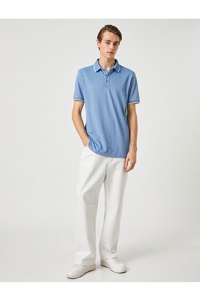 Koton Slim Fit Polo T-shirt με λαιμόκοψη - Λεπτομέρεια με κουμπί