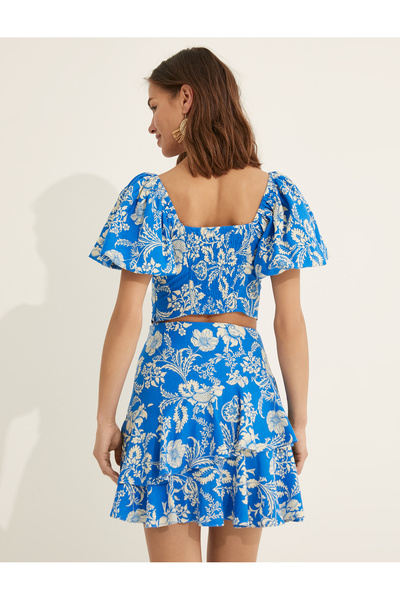 Koton Melis Ağazat X - Halenka ze směsi lnu s volánovými rukávy