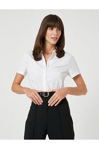 Koton Kurzärmliges Baumwollhemd