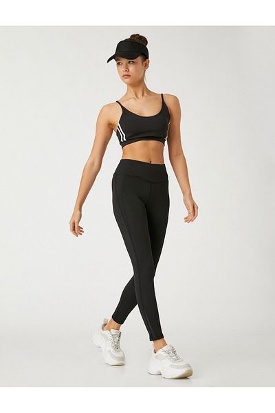 Koton Sport-Leggings mit Mesh-Detail an der Seite und genähter normaler Taille