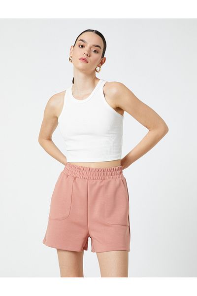 Koton Elastic Waist Standard Dusty Rose Women's Shorts 3sak70004ek