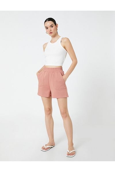 Koton Elastic Waist Standard Dusty Rose Women's Shorts 3sak70004ek