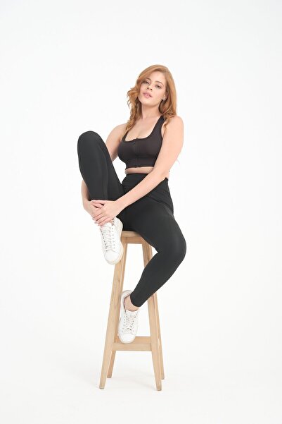 ZERTEX Dámské černé sportovní legíny - dvojité kapsy, zpevňující zotavovací legíny