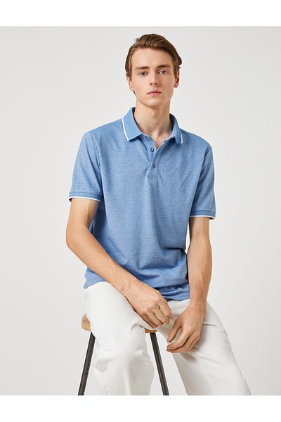 Koton Slim Fit Polo T-shirt με λαιμόκοψη - Λεπτομέρεια με κουμπί