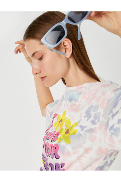 Koton Tricou imprimat cu slogan cu decolteu rotund