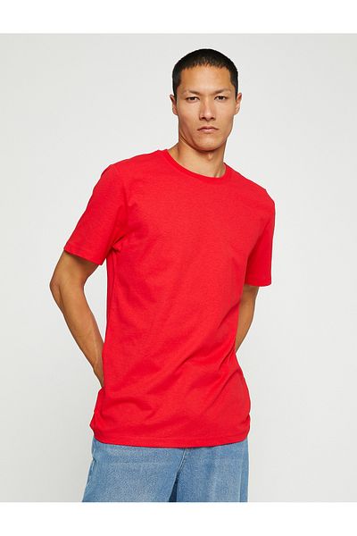 Koton Βασικό T-Shirt Slim Fit Crew Neck Βαμβακερό κοντό μανίκι