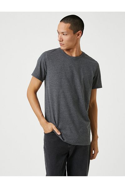 Koton Základní tričko Slim Fit Crew Neck Krátký rukáv Bavlna