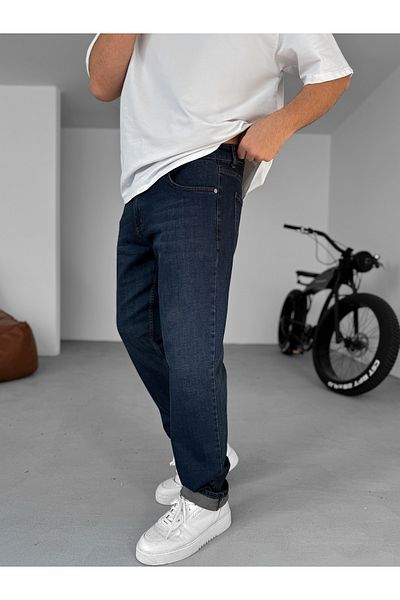 BYBASICMAN Navy Blue Relaxed Fit Lycra Trousers Ke-675/669/680