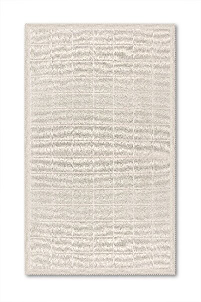 Bluenity Basic Grid Doğal Pamuklu 2'li Banyo Paspası 60x100 50x60 Cm - Ekru
