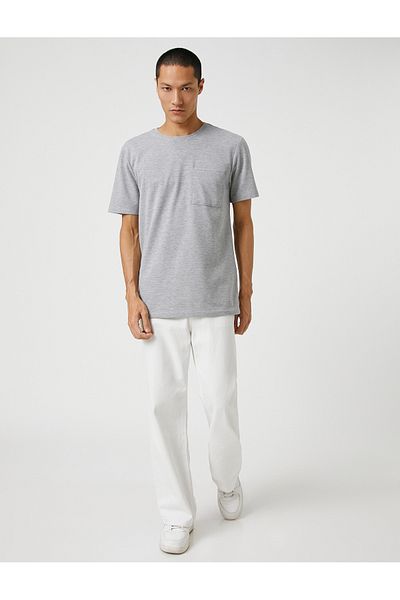 Koton Basic T-Shirt Crew Neck Short Sleeve with Pocket Detail