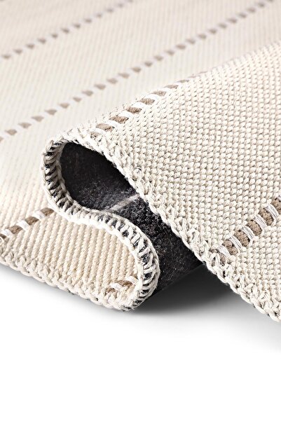 Bluenity Αντιολισθητική θήκη από φυσικό βαμβάκι - 60X100+50X60 εκ. Εκρού/Μπεζ