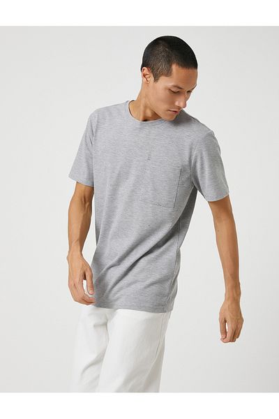 Koton Basic T-Shirt Crew Neck Short Sleeve with Pocket Detail