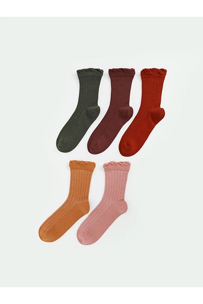 LC Waikiki Socket Socks Lcw Dream Green Women's Plain Socket Socks 5 Pack