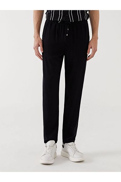 LC Waikiki Ανδρικό παντελόνι LCW Vision Black Standard Fit Linen Blend