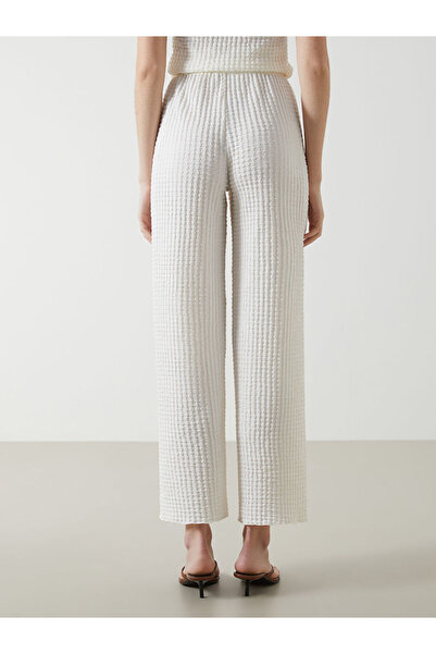 LC Waikiki LCW Vision Ekru Beli Lastikli Dokulu Kadın Pantolon S5EG18Z8NVY25