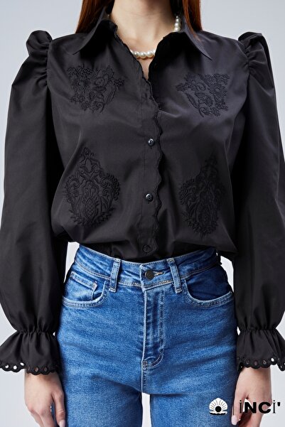 hudors Bílá vintage dámská košile - vroubkovaný detail