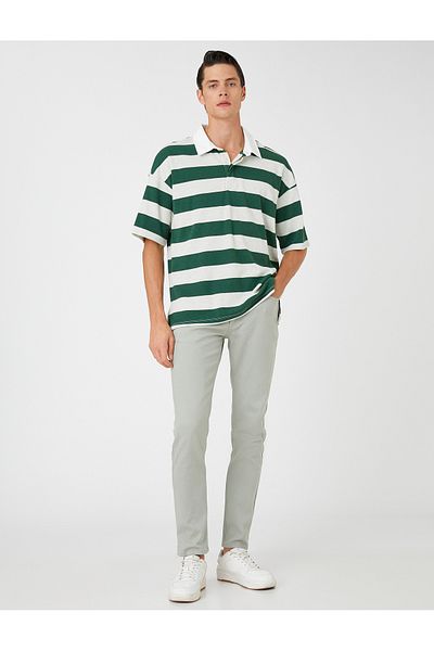 Koton Basic-Gabardine-Hose mit 5 Taschen und Knopfdetail