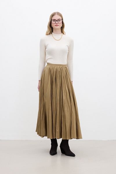Manuka Pleated Maxi Skirt - Earth Color