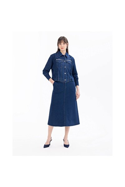 SEÇİL Minimalist Midi Denim Skirt - Casual & Stylish Combinations