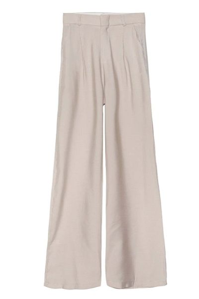 Quzu Stone Color High Waist Wide Leg Trousers