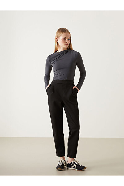 LC Waikiki Black Elastic Waist Women's Trousers