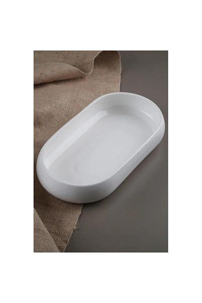 ACAR 35 cm Bianco Perla Porcelain Gondola Bowl - Mst374