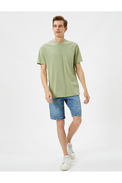 Koton Βασικό T-Shirt Slim Fit Crew Neck Βαμβακερό κοντό μανίκι