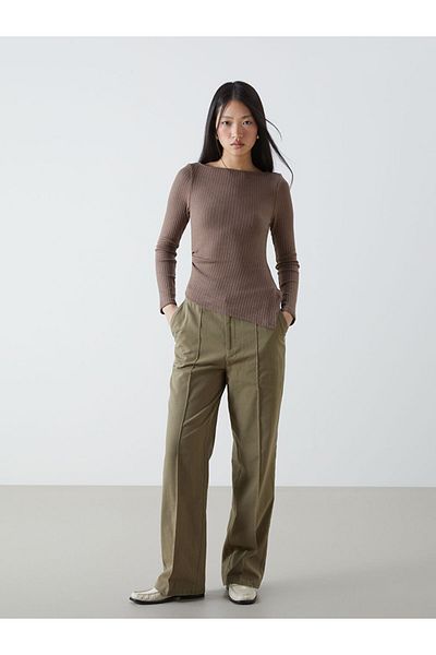 LC Waikiki New Season Standard Fit Plain Linen Blended Women's Trousers - S5If97Z8
