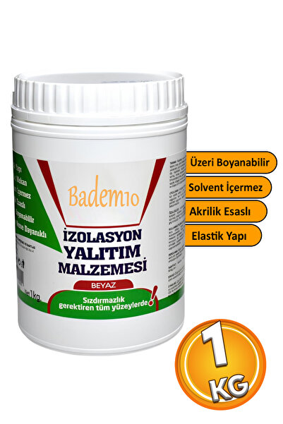 Badem10 İzolasyon Yalıtım Malzemesi 1 Kg Beyaz Renk Su Sızdırmaz Elastik Boyanabilir Rutubet Nem Yalıtımı